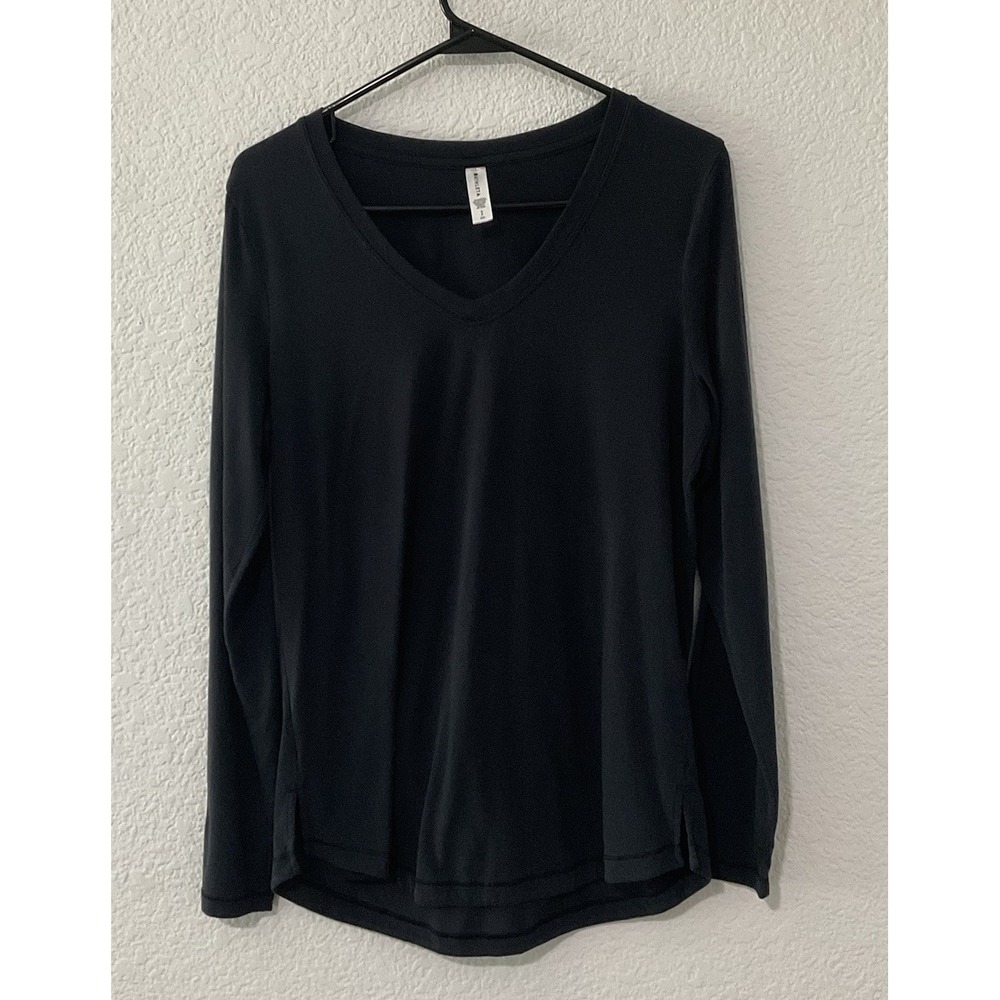 Athleta Women's Size Small Black V-Neck Long Top Shirt